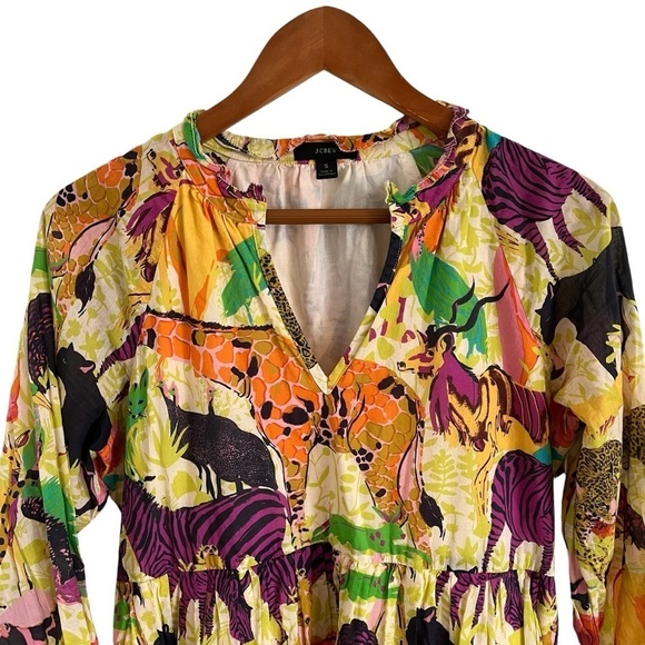 J. CREW Tiered Popover Dress in Ratti Safari Print AP199 - Picture 6 of 14